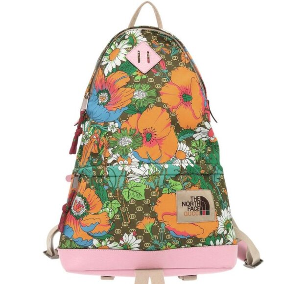 Gucci Handbags - Gucci North Face Collaboration Nylon Leather Pink Backpack Daypack 1548